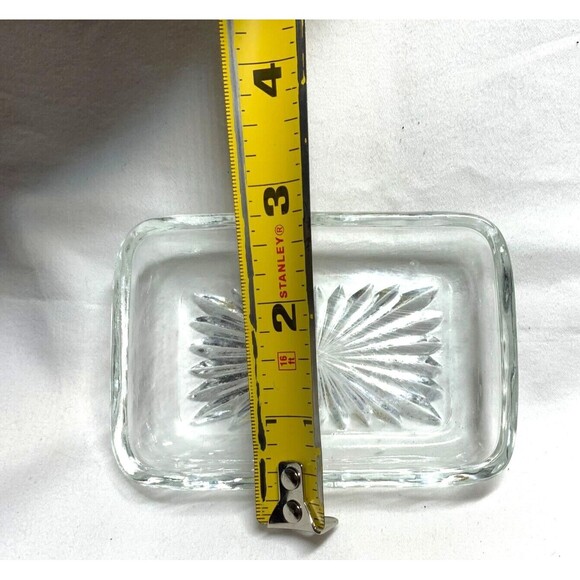 Vintage Star Pattern Miniature Crystal Trinket Soap Jewelry Change Dish 3.5"x3" - Picture 3 of 4